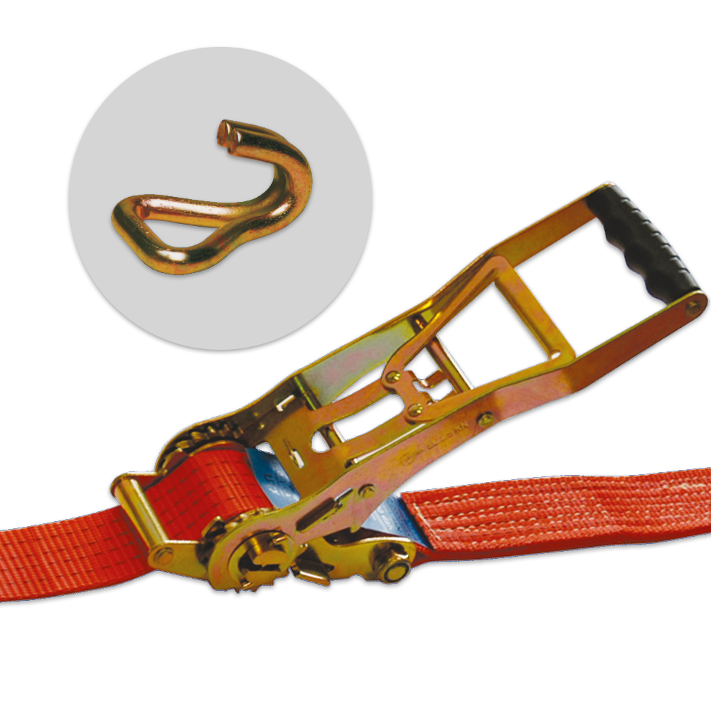 tension belt 2500/5000 DaN, two-piece version, 50 mm belt width, long level ratchet, rave hock tension belt 2500/5000 DaN, two-piece version, 50 mm belt width, long level ratchet, rave hock